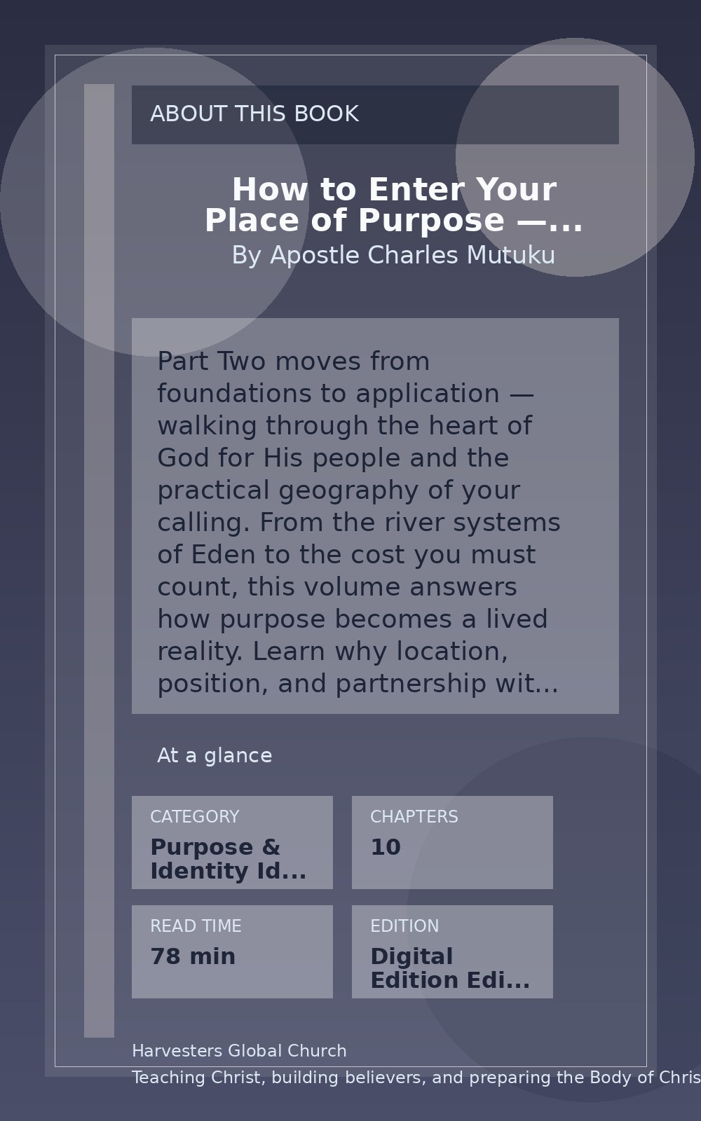 How to Enter Your Place of Purpose — Part Two back cover
