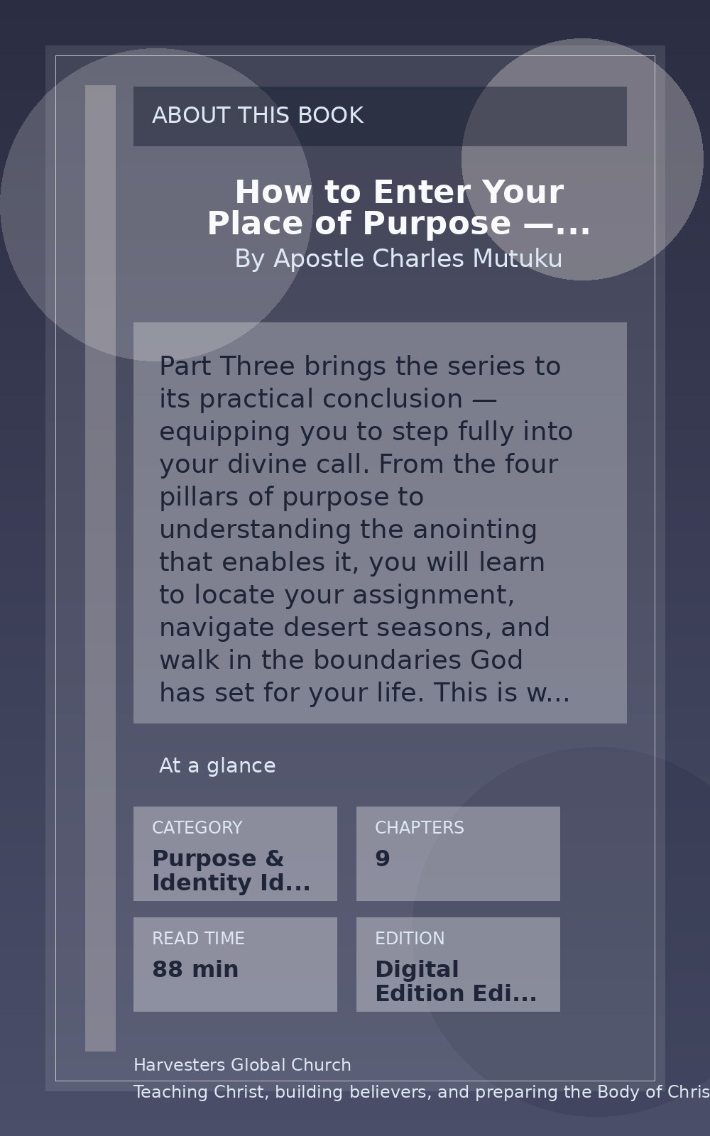 How to Enter Your Place of Purpose — Part Three back cover