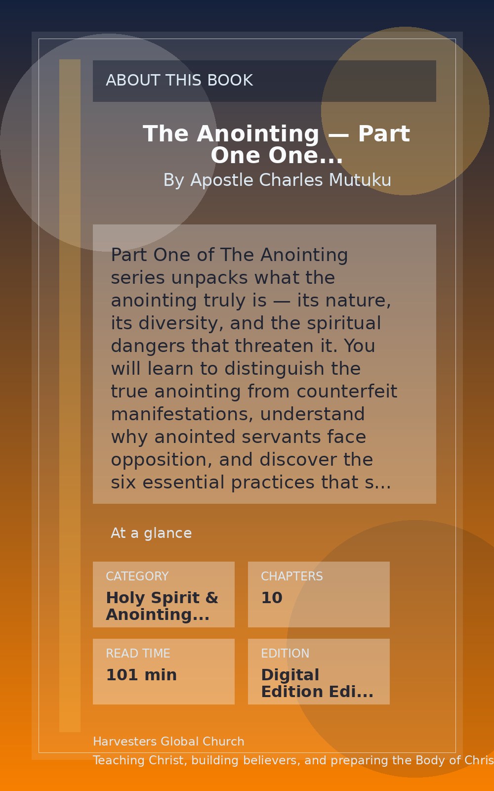The Anointing — Part One back cover