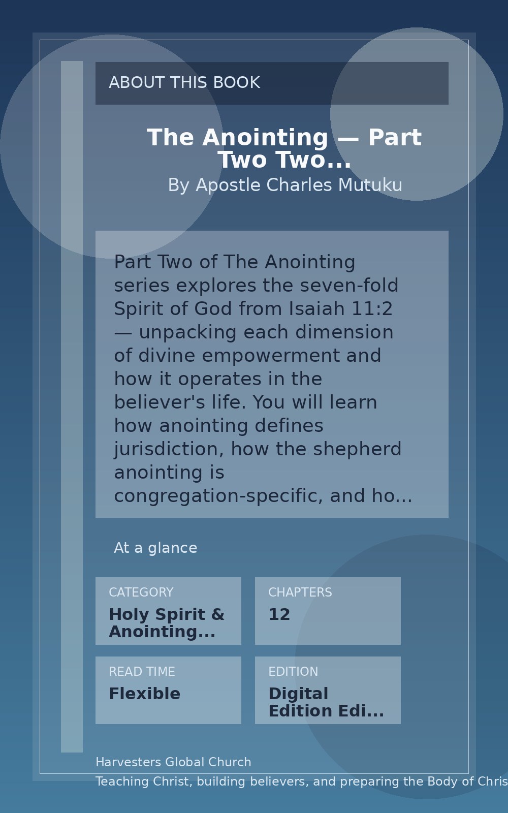 The Anointing — Part Two back cover
