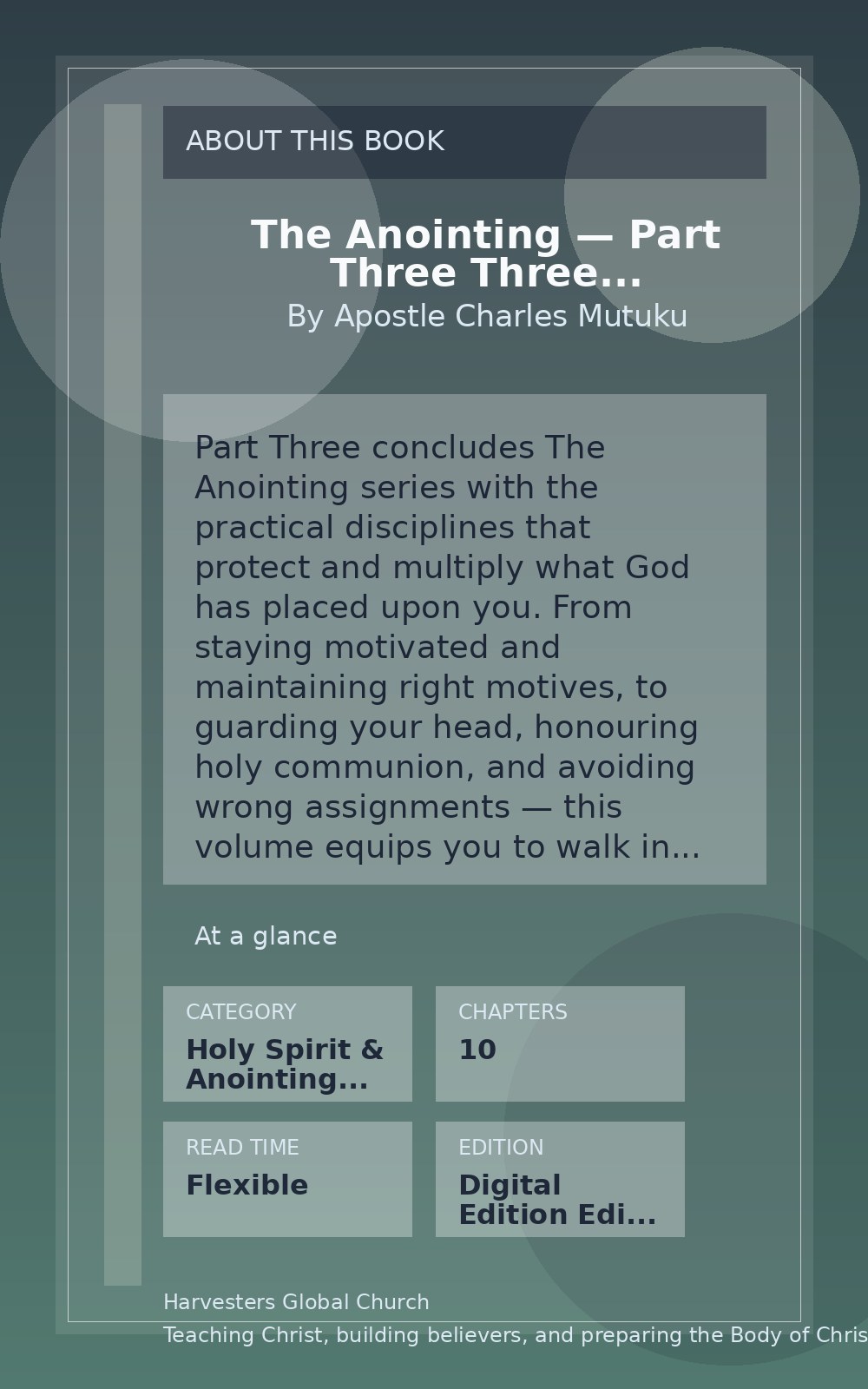 The Anointing — Part Three back cover
