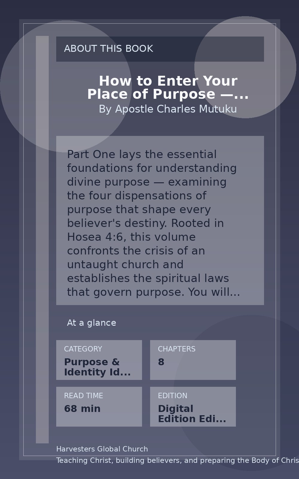 How to Enter Your Place of Purpose — Part One back cover